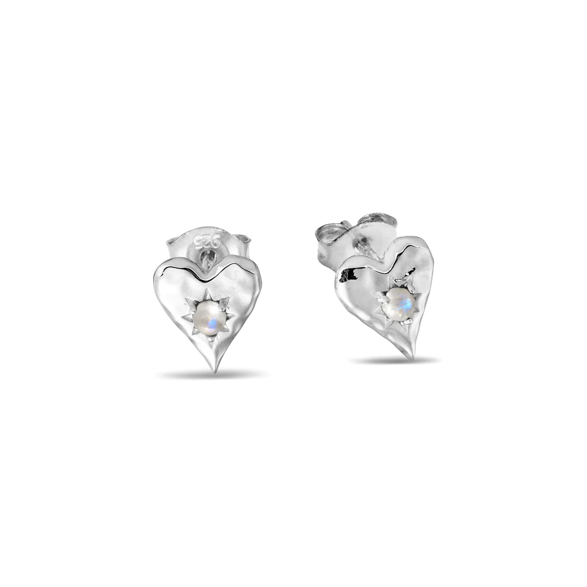 S667RM Love Heart Moonstone Studs