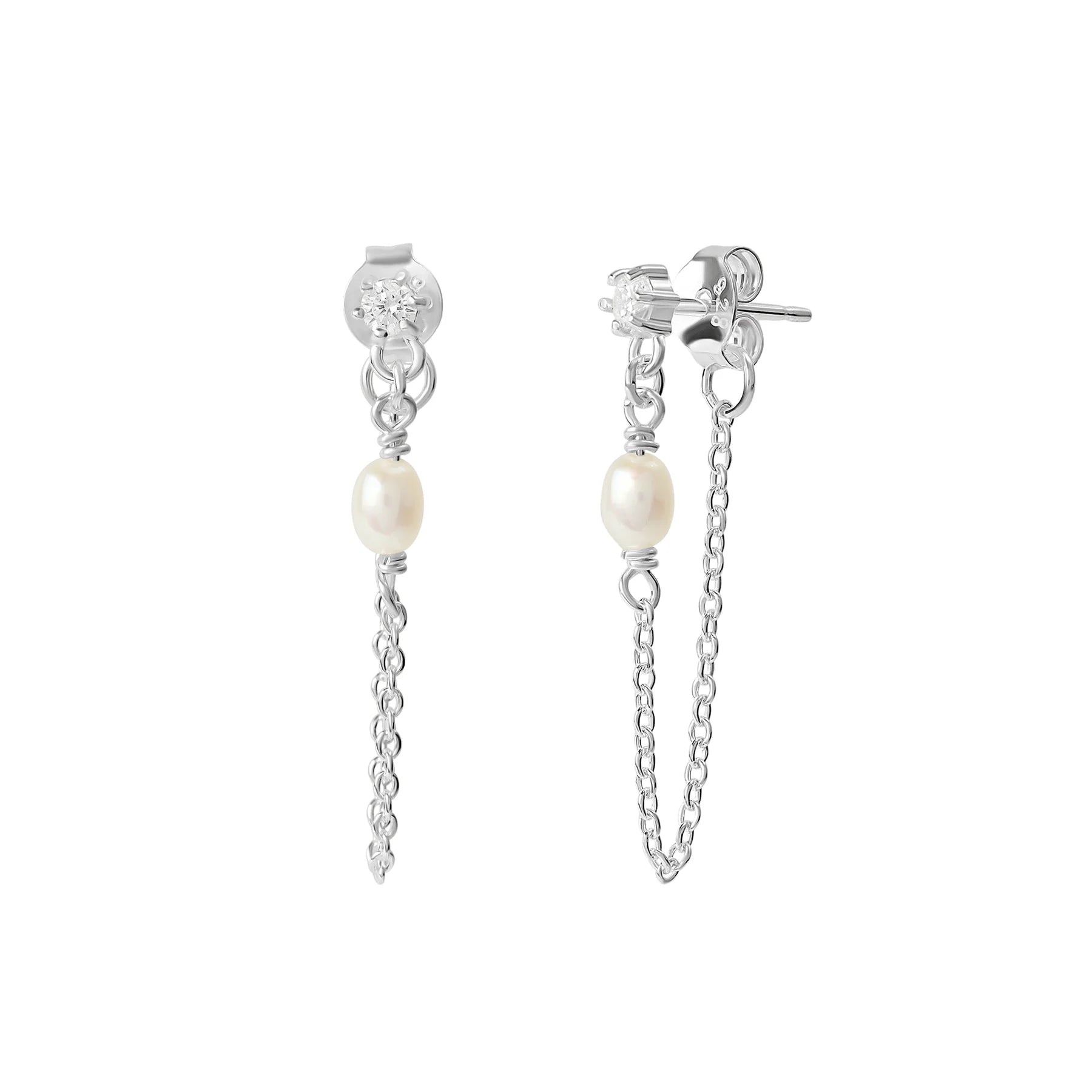 Chained Pearl Studs