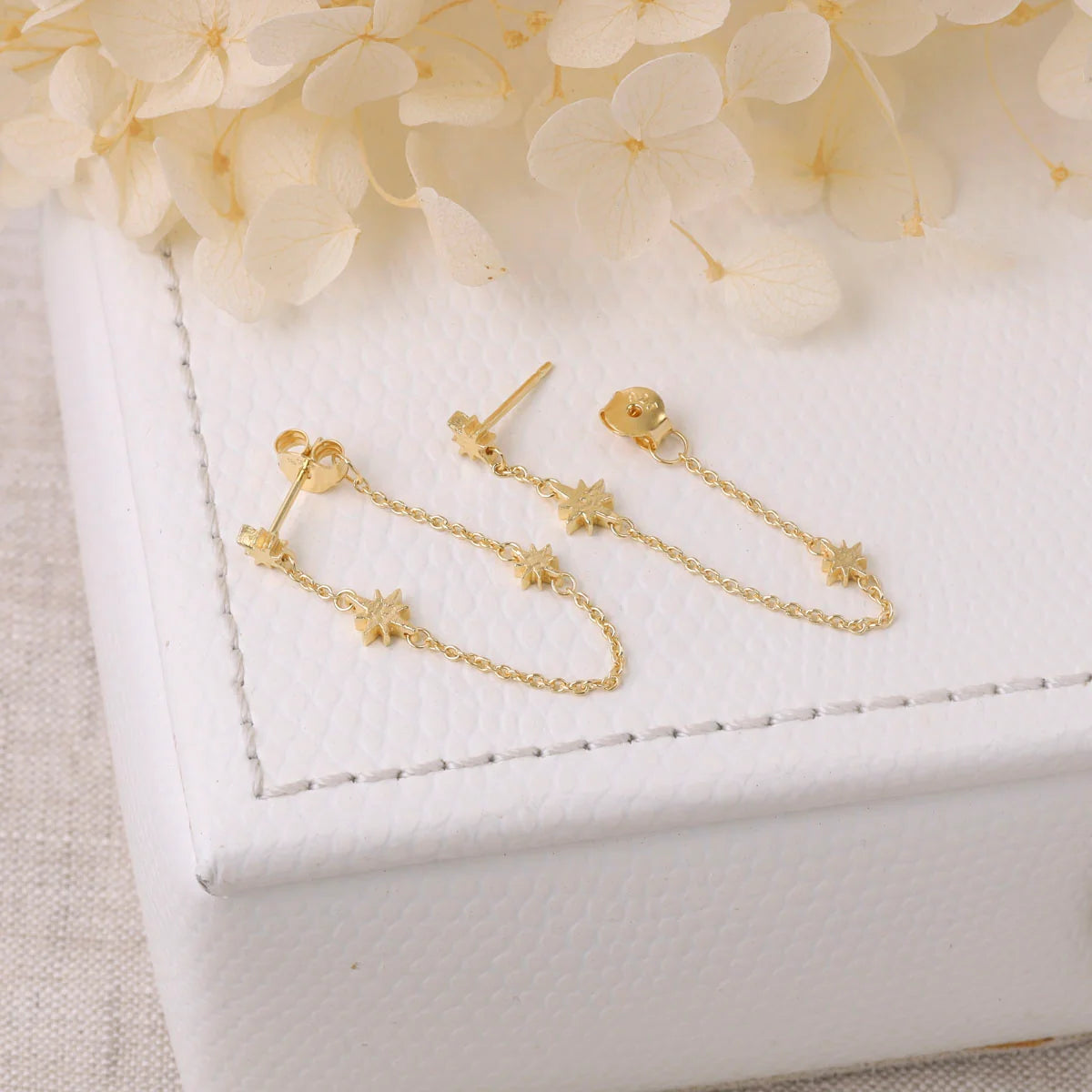 Celestial Ripple Drop Studs Gold