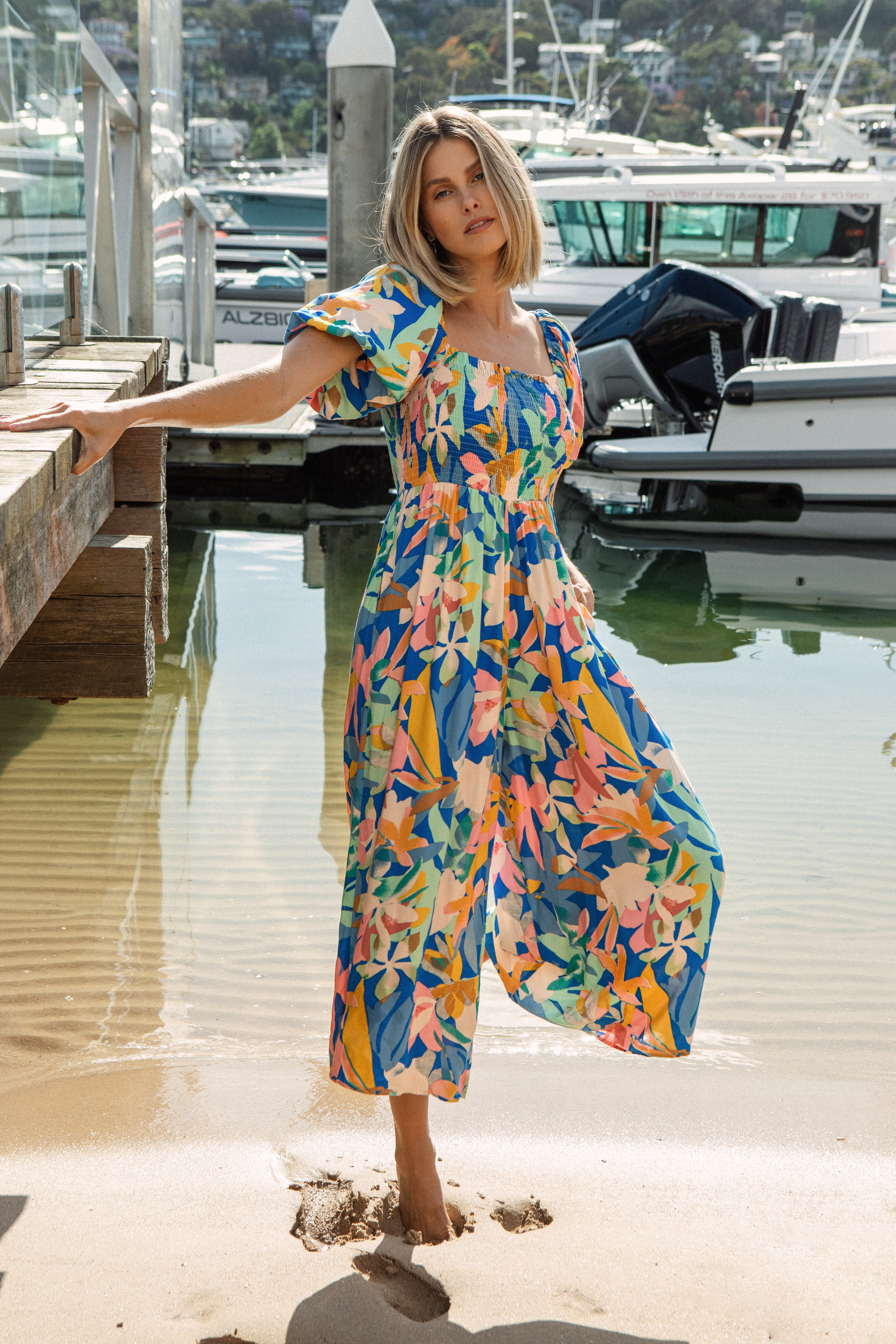 Sailors Jumpsuit Mediterranean showcasing floral inspired vibrant pattern