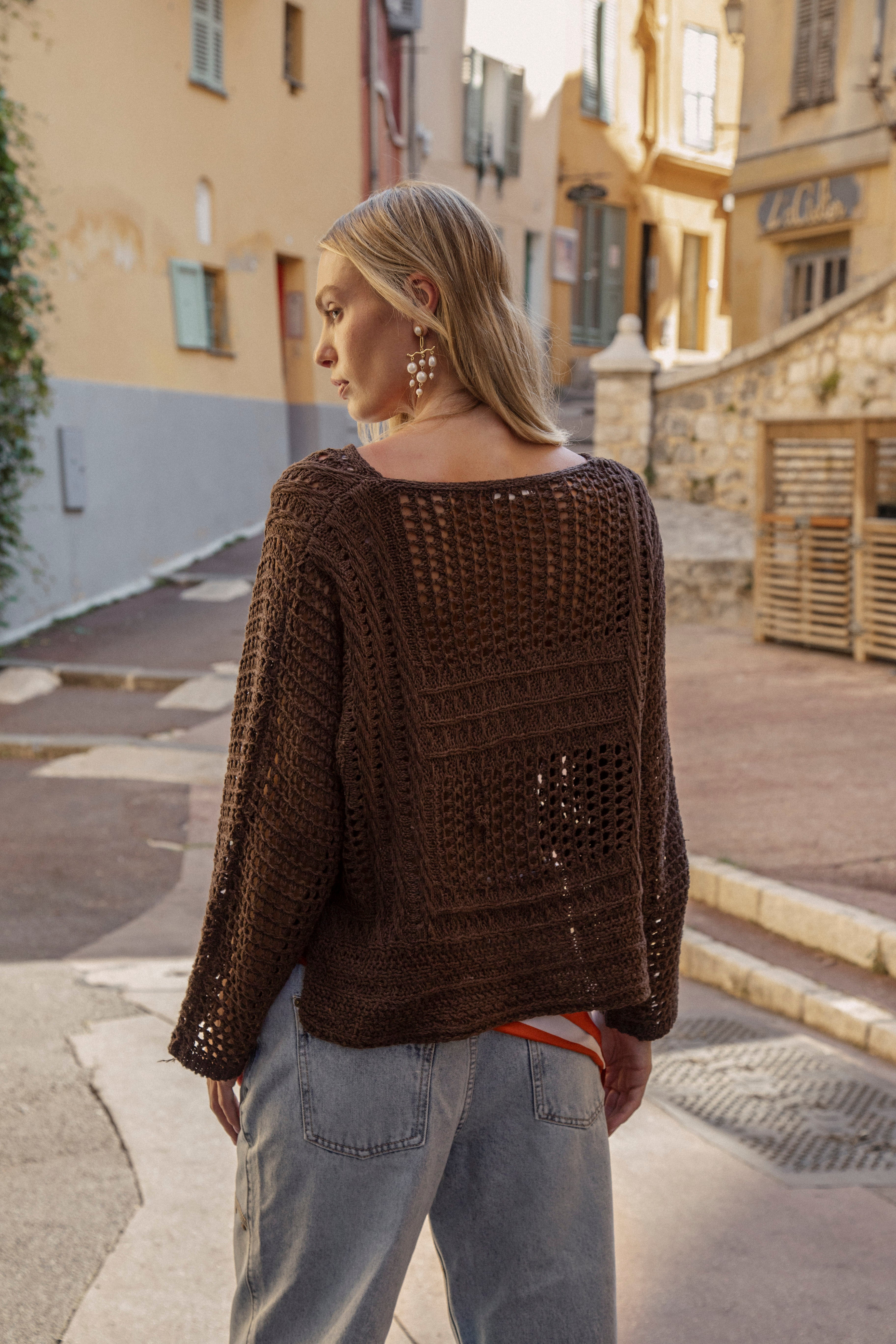 Salty Crochet Knit Chocolate - rear view