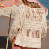 Salty Crochet Knit - Cream. Rear View.