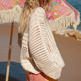 Salty Crochet Knit - Cream. Side View.