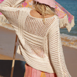 Salty Crochet Knit - Cream. Textured knit. Rear View.