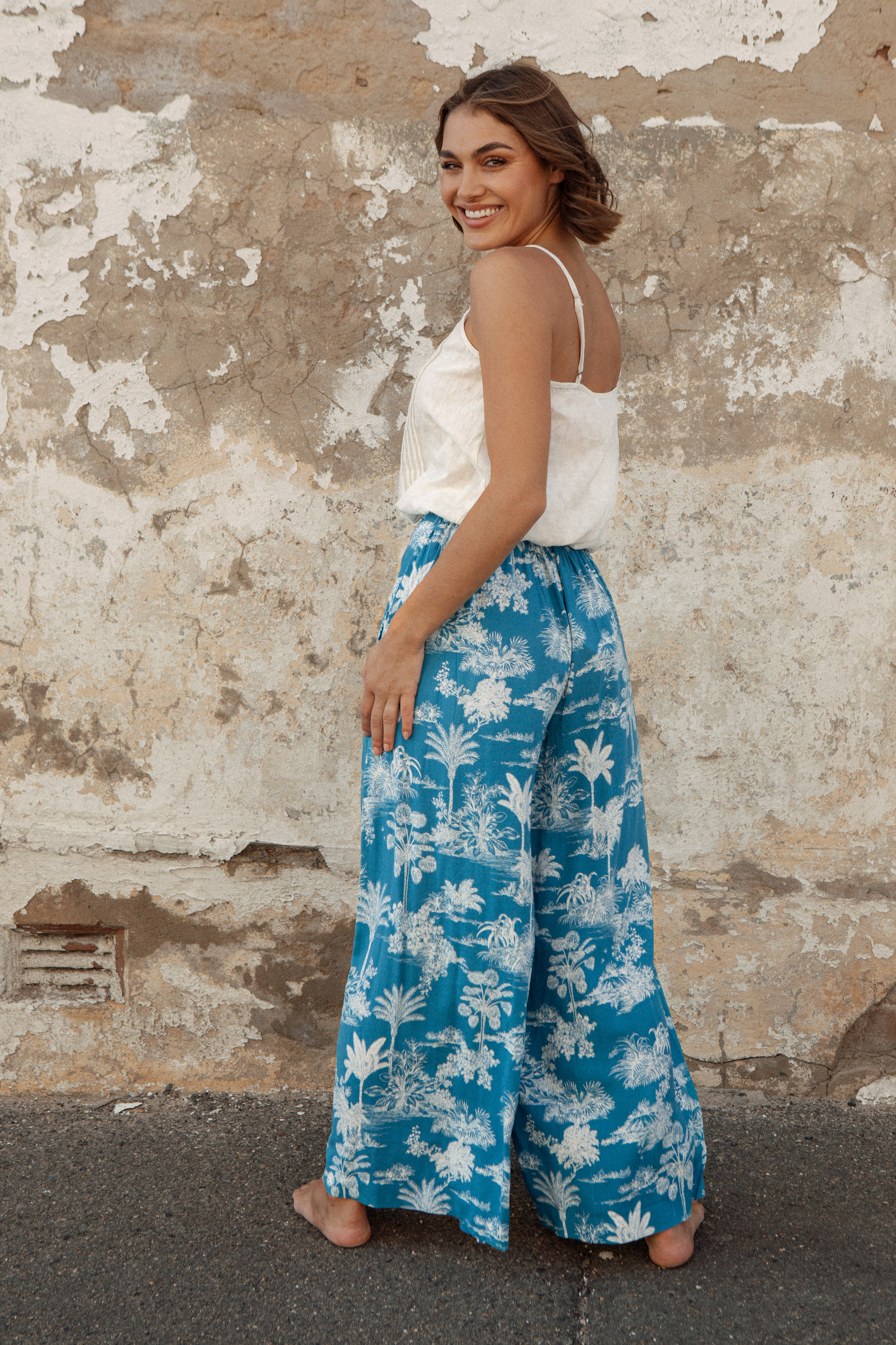 Santorini Pant worn with white camisole