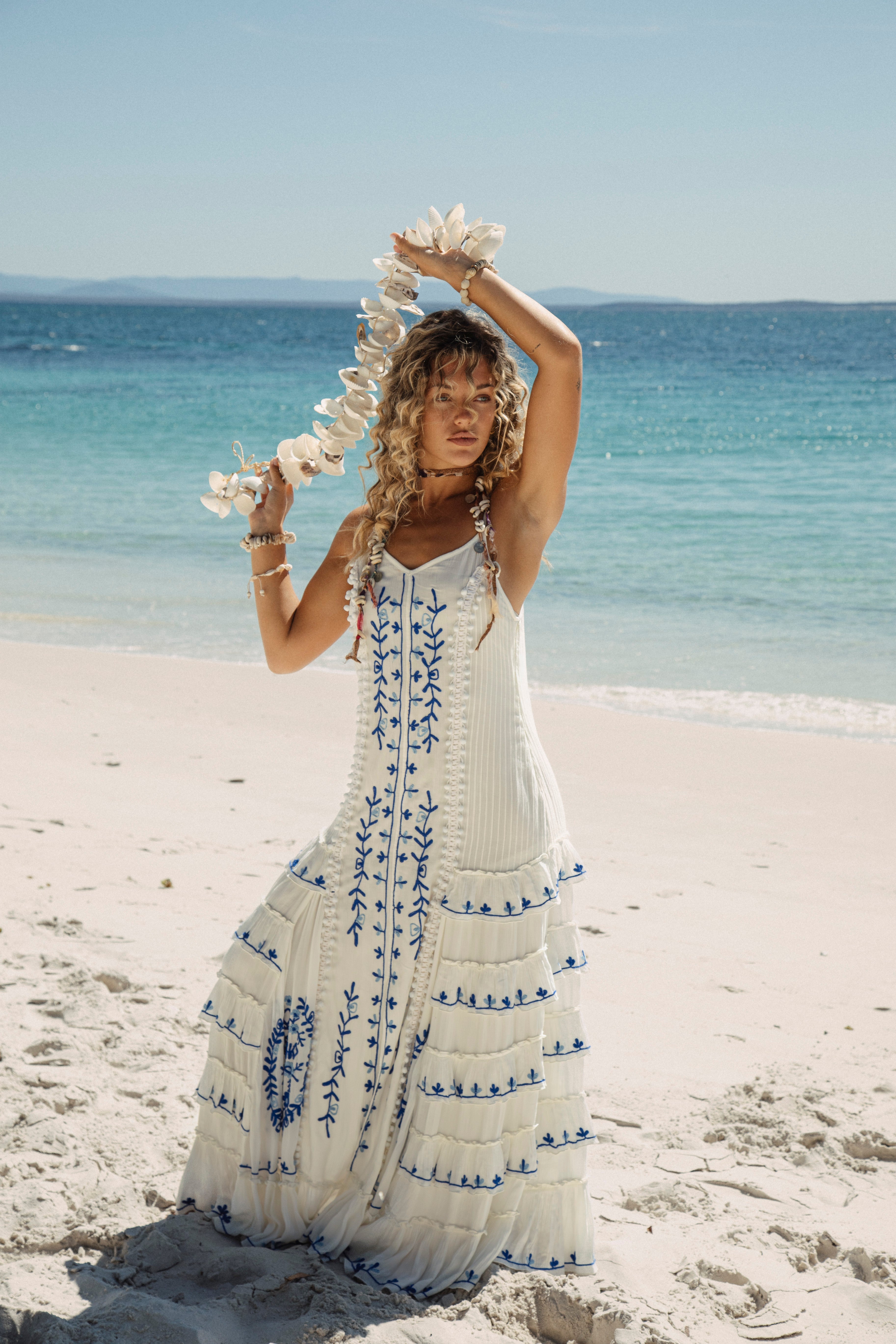 Sapphire Maxi Dress featuring flared style