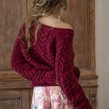 Seraphine Off Shoulder Knit Wine - rear view