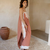 Sienna Lace Slip Dress - side view showcasing split detail