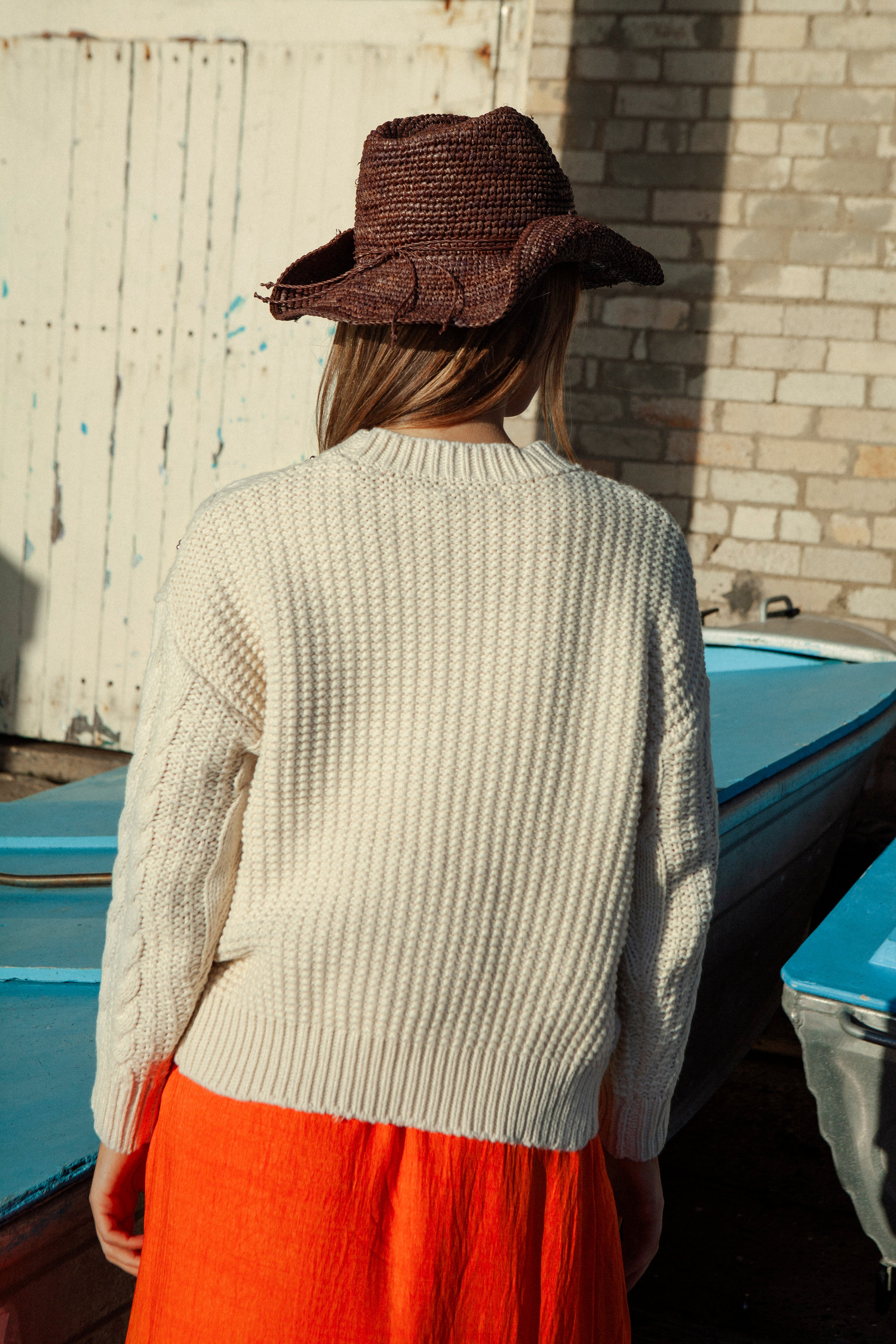 Sol Embellished Knit Almond Rear View