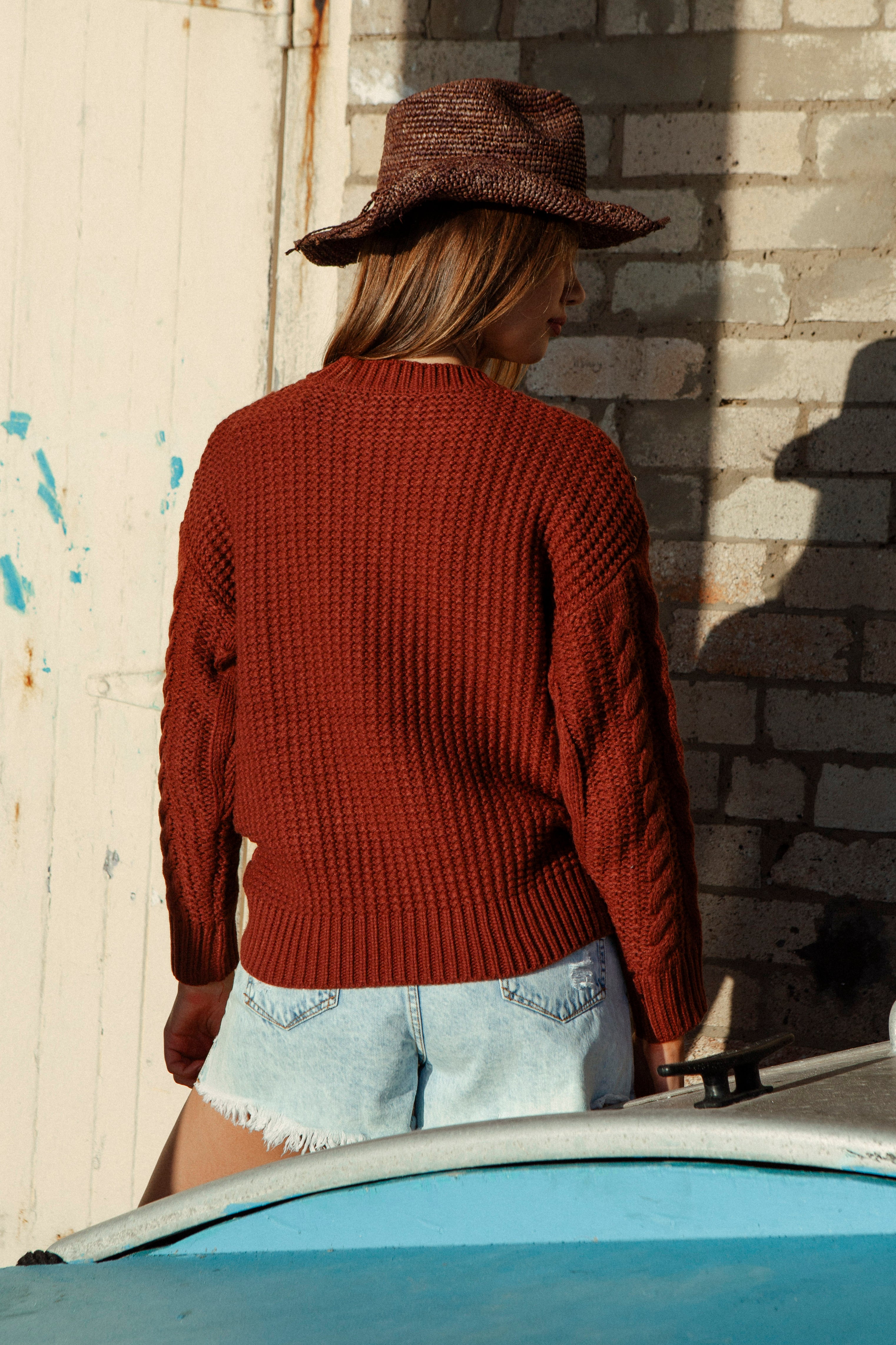 Sol Embellished Knit Rust Rear View
