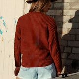 Sol Embellished Knit Rust Rear View