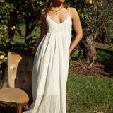 Sophie Sundress White - white sundress featuring lace detail, maxi length and lining