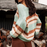 Soren V Neck Jumper Pistachio - rear view showcasing slouchy style.