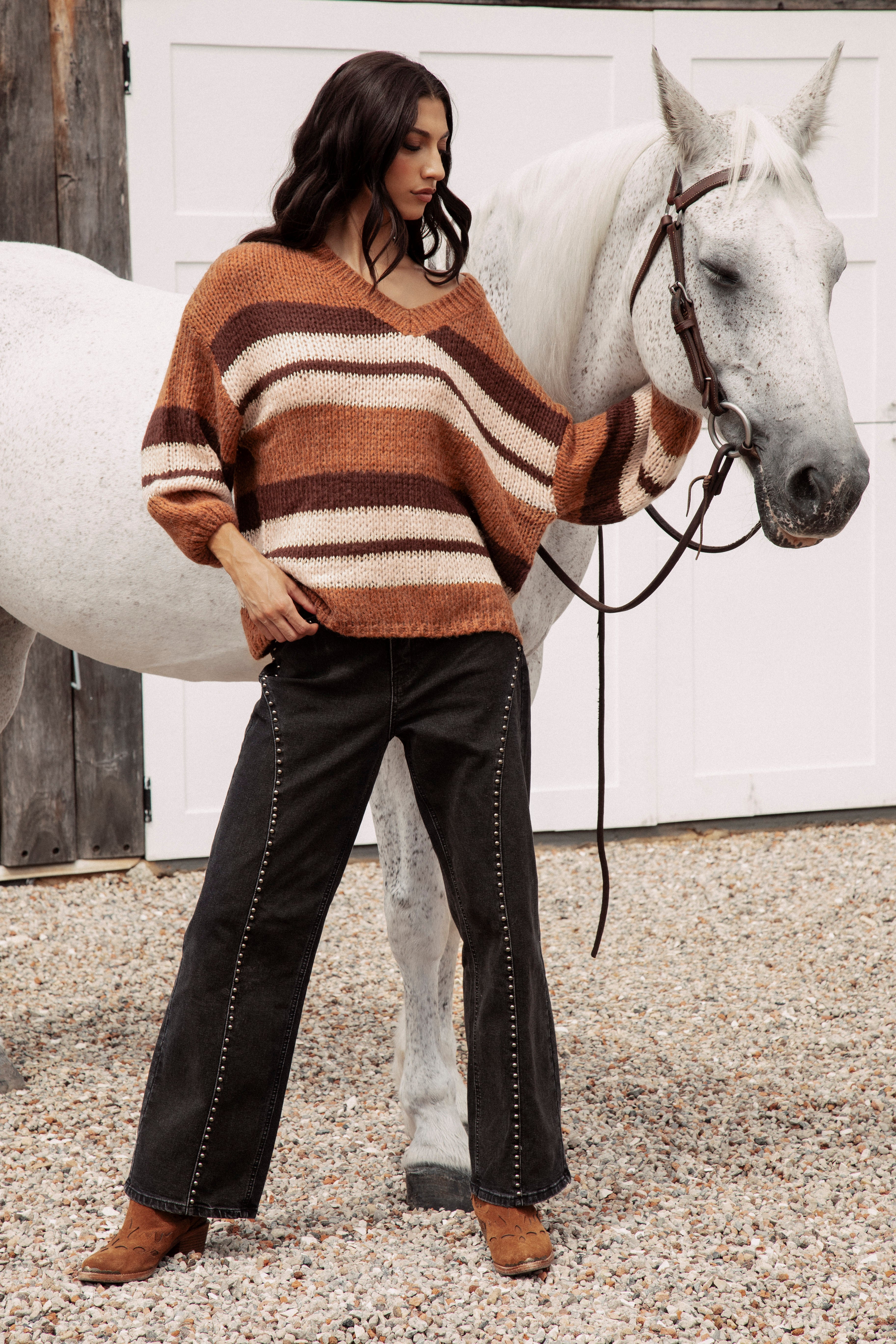 Soren V-Neck Knit - Rust