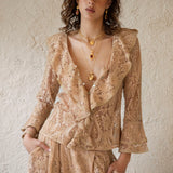 Spellbound Frill Blouse - Nude Lace