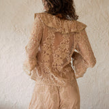 Spellbound Frill Blouse Nude Lace - rear view showcasing frill collar