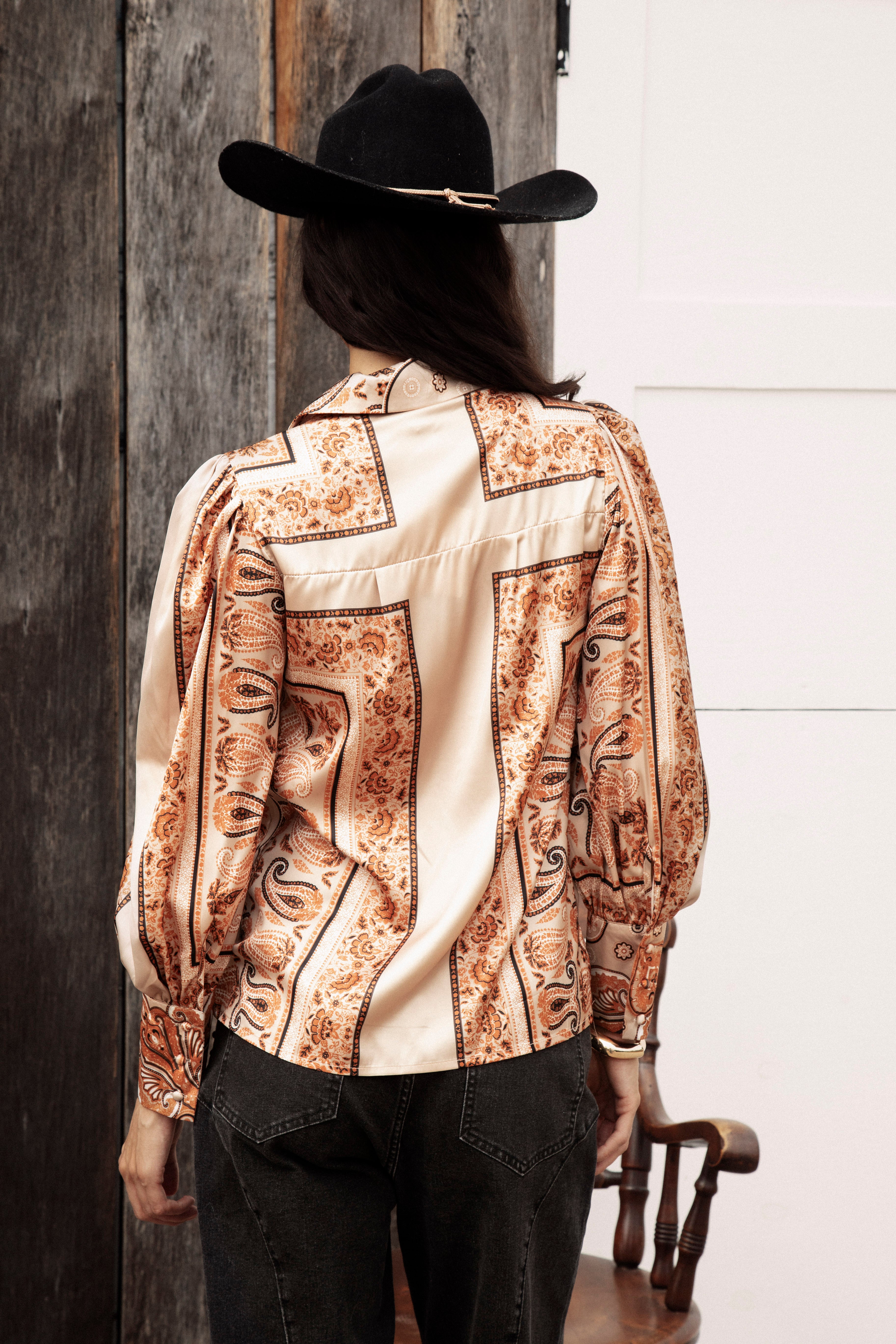 Star Rodeo Blouse - rear view showcasing panel pattern.