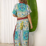 Studio Pant Mosaic Dream - Bohemian Pants with wide leg style. Rear View.