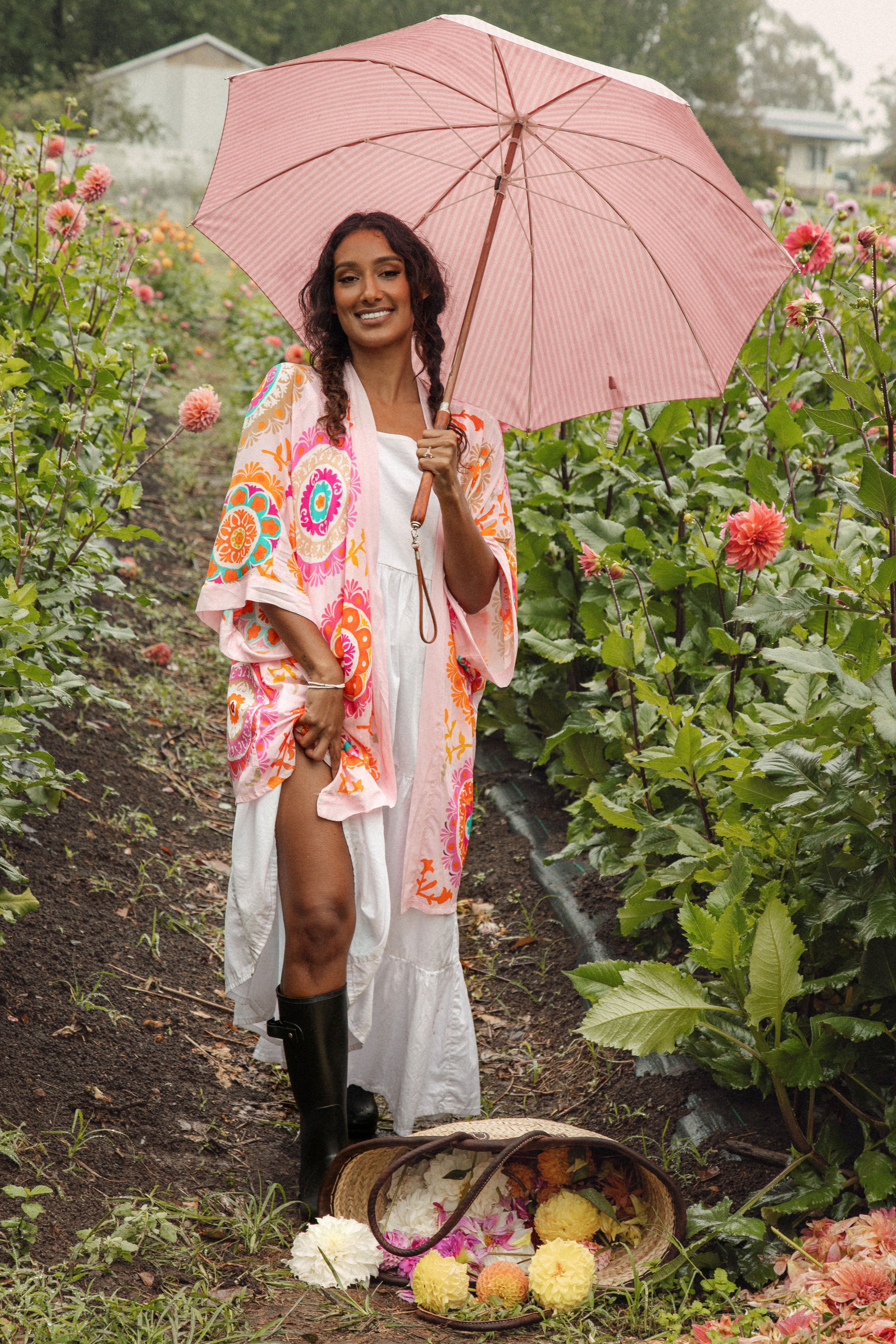 Suki Kimono Flora - lightweight jacket with kimono sleeves