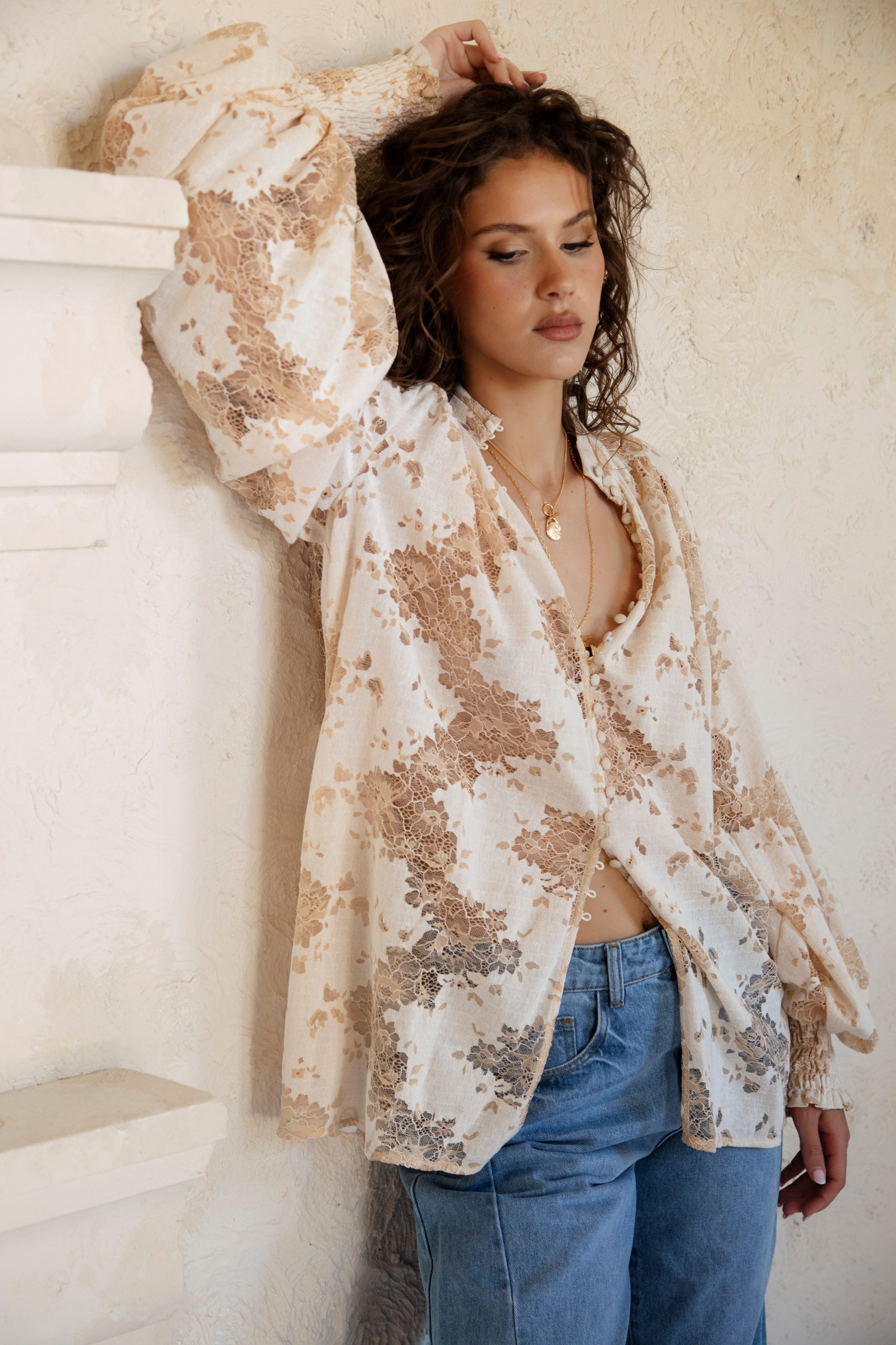 Summer Margot Blouse - showcasing longer length and billowy sleeves