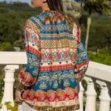 Sunkissed Blouse Olea  - rear view showcasing Boho pattern