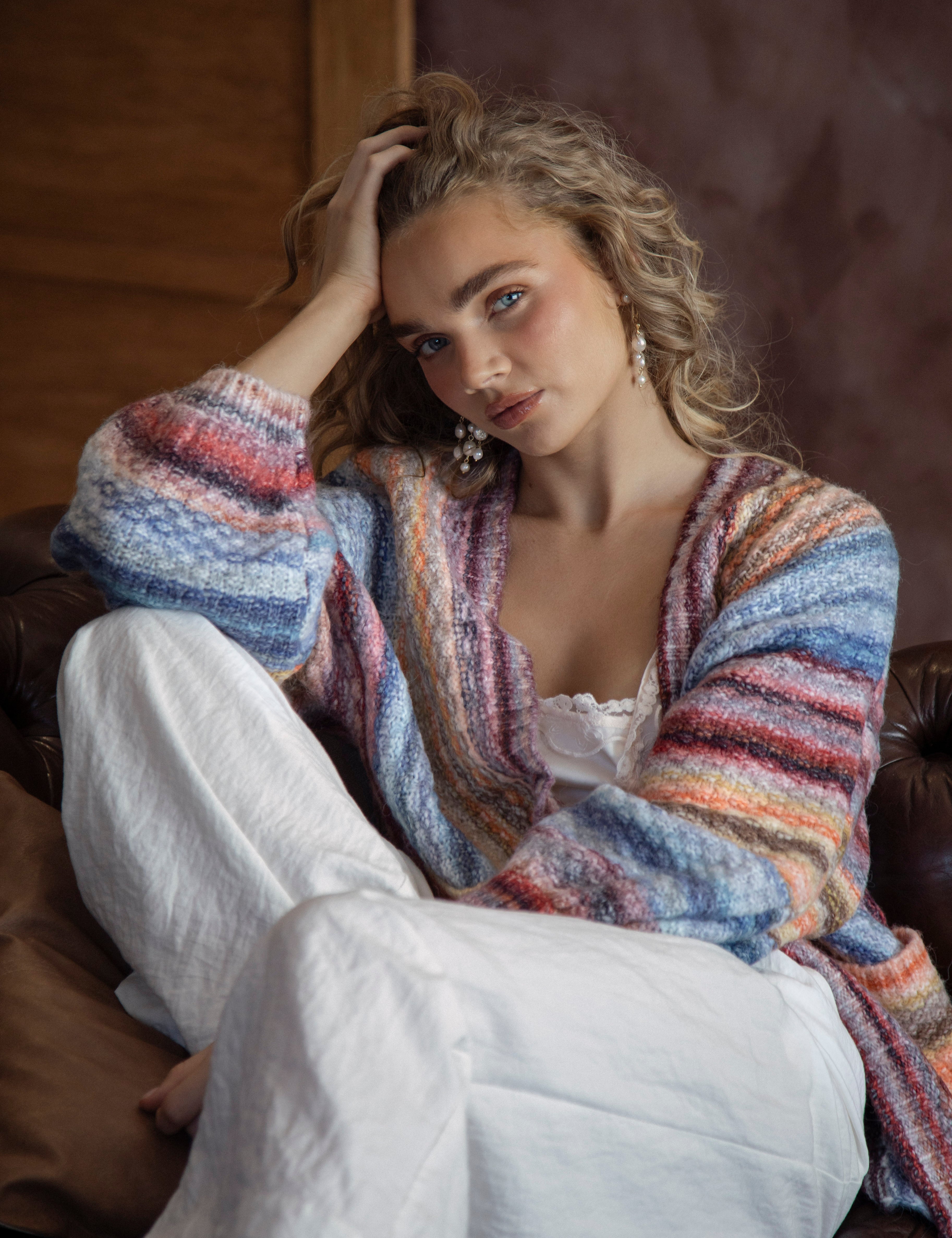 Sweetness Stripe Cardigan - cosy warm cardigan with open style