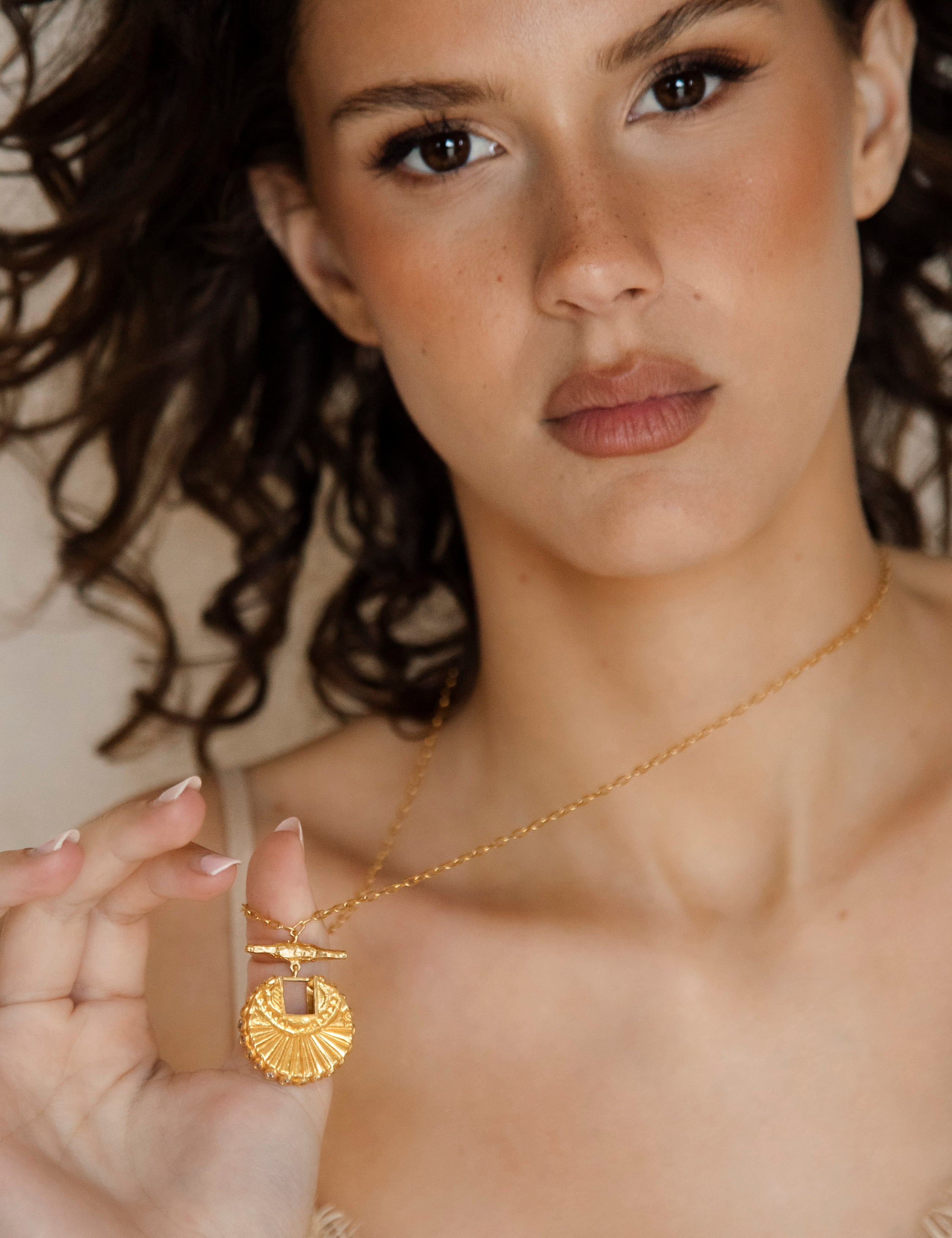 The Golden Compass Necklace - golden orb pendant on long chain