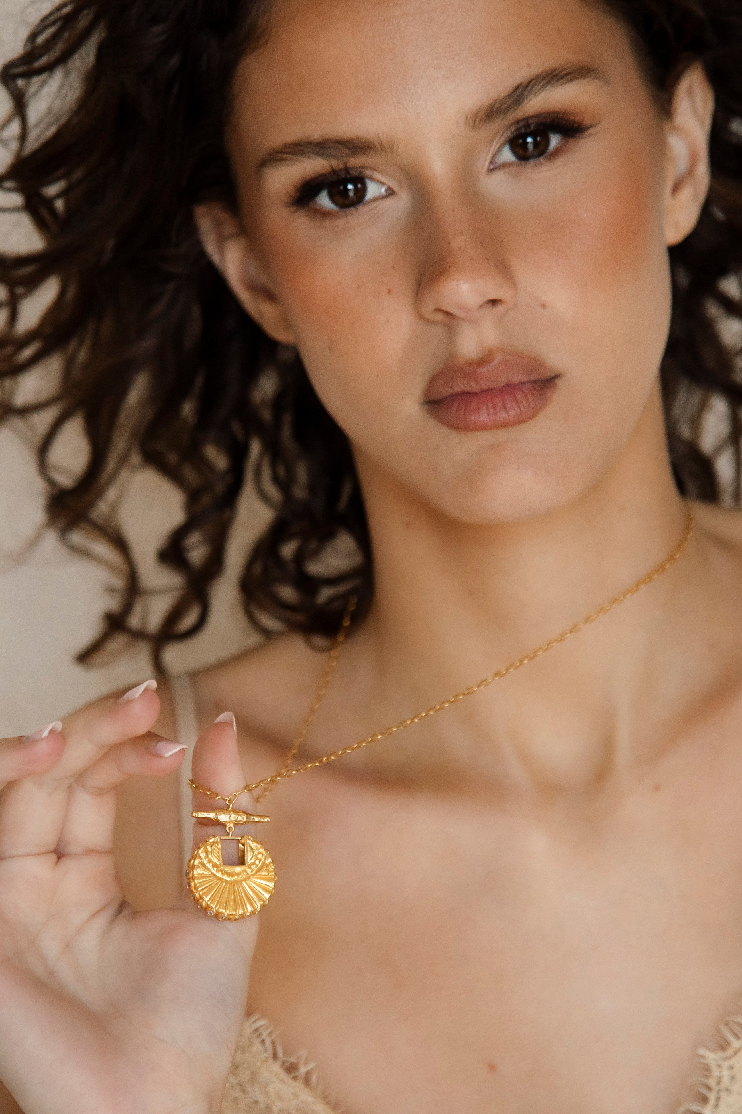 The Golden Compass Necklace - golden orb pendant on long chain