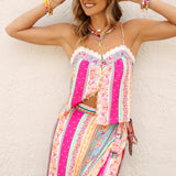Tilly Camisole Sun Drenched Stripe worn with matching Marea wrap skirt