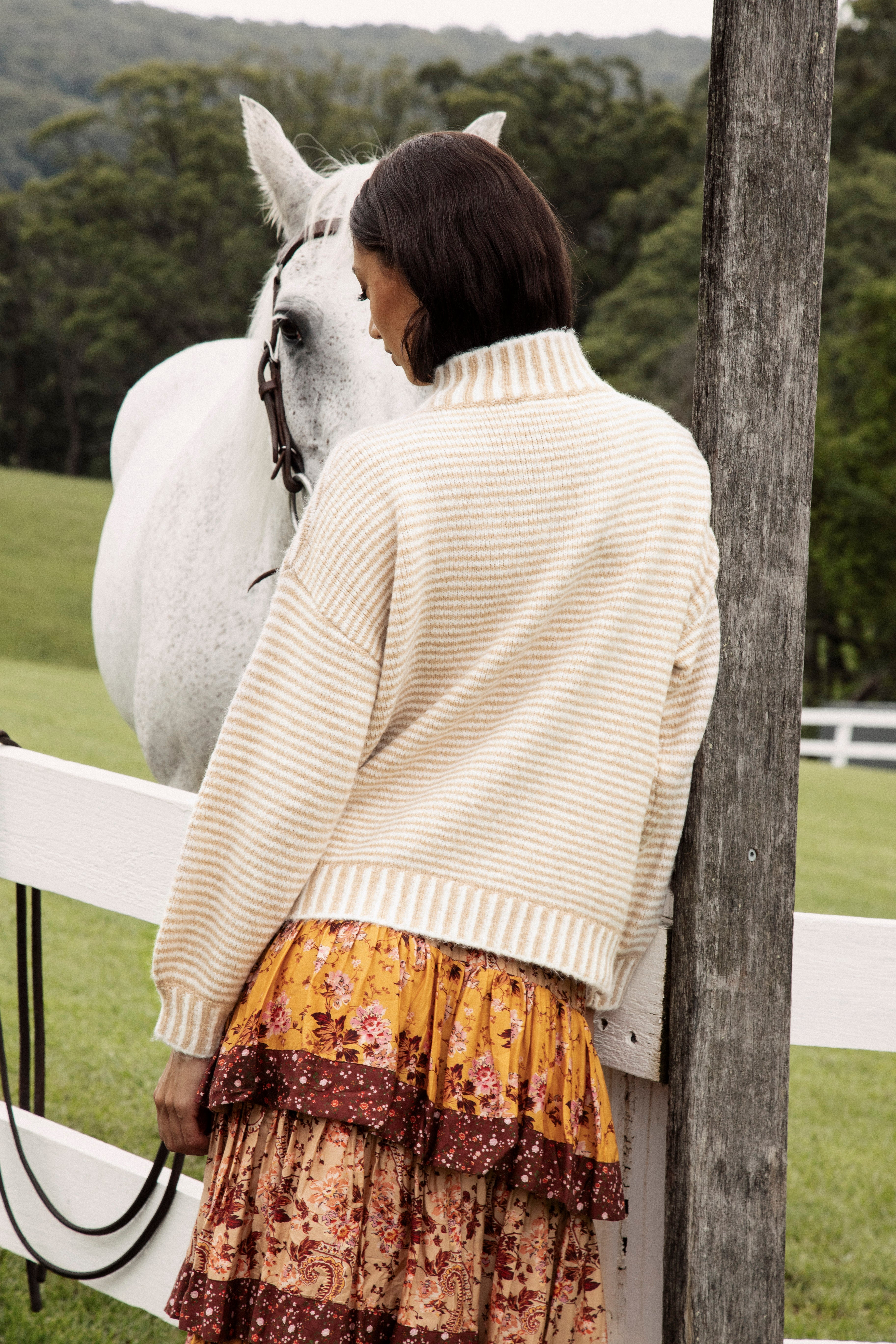 Tilly Knit Chai Stripe Rear View.