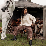 Tilly Knit Chocolate Stripe features cream colourway and contrasting trim