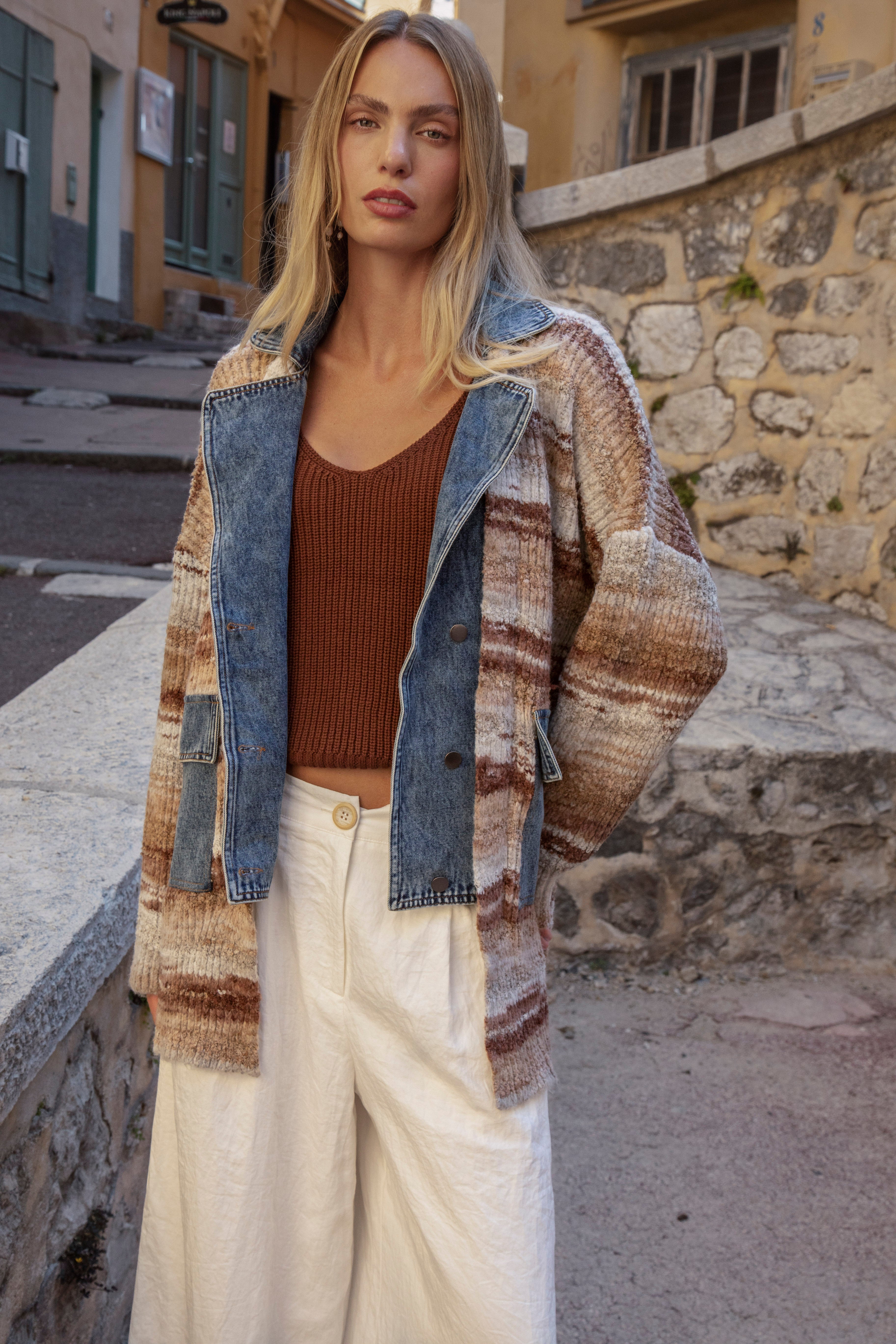 Toulouse Jacket worn with Sol Pant - Pearl and Electra Cami
