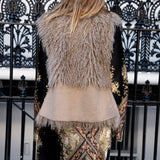 Treś Chic Fur Vest Taupe - rear view showcasing fur detail