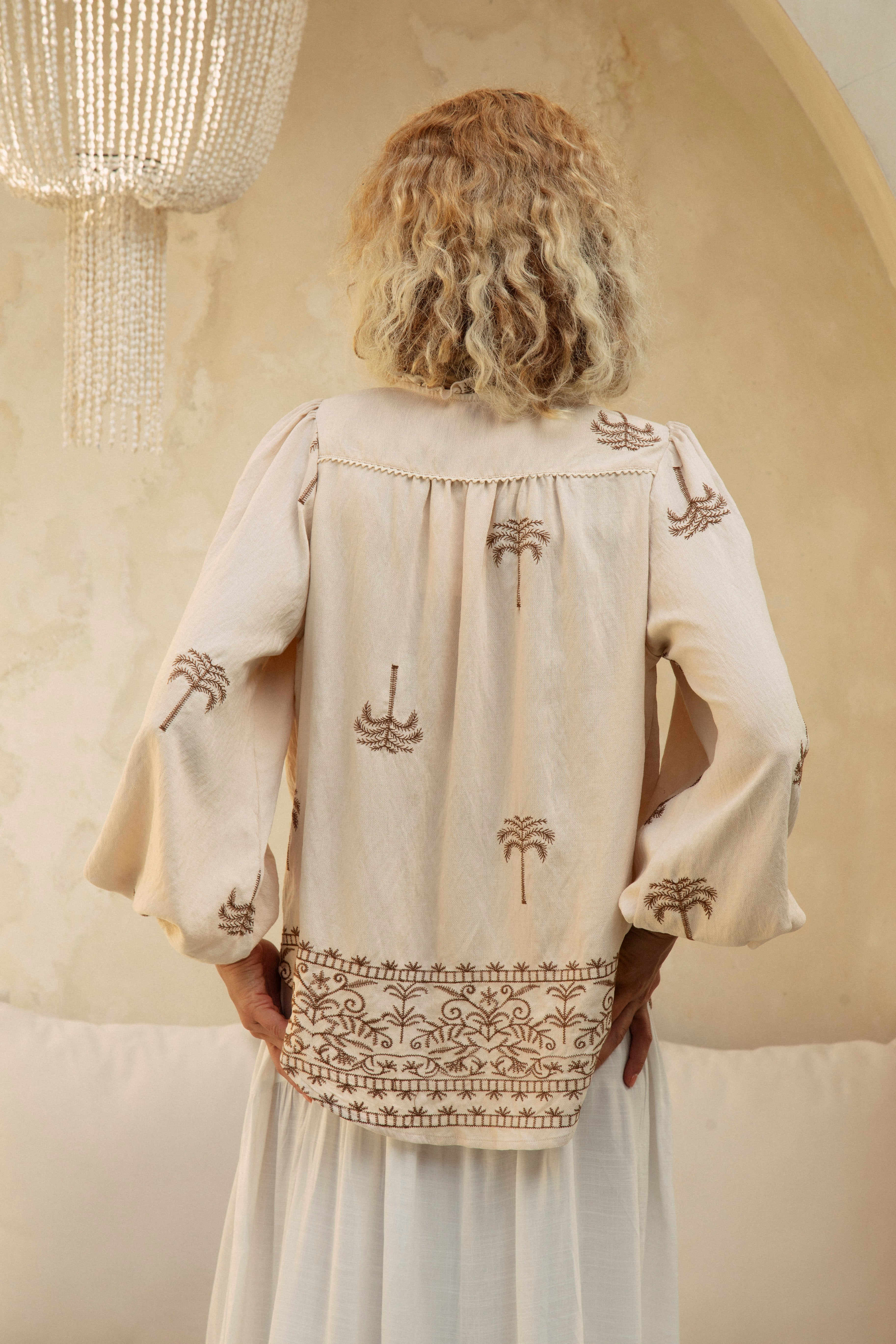 Tulum Palm Blouse. Rear View.