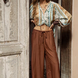 Tuscan Riviera Pants Bronze - featuring wide leg style and relaxed drawstring waist