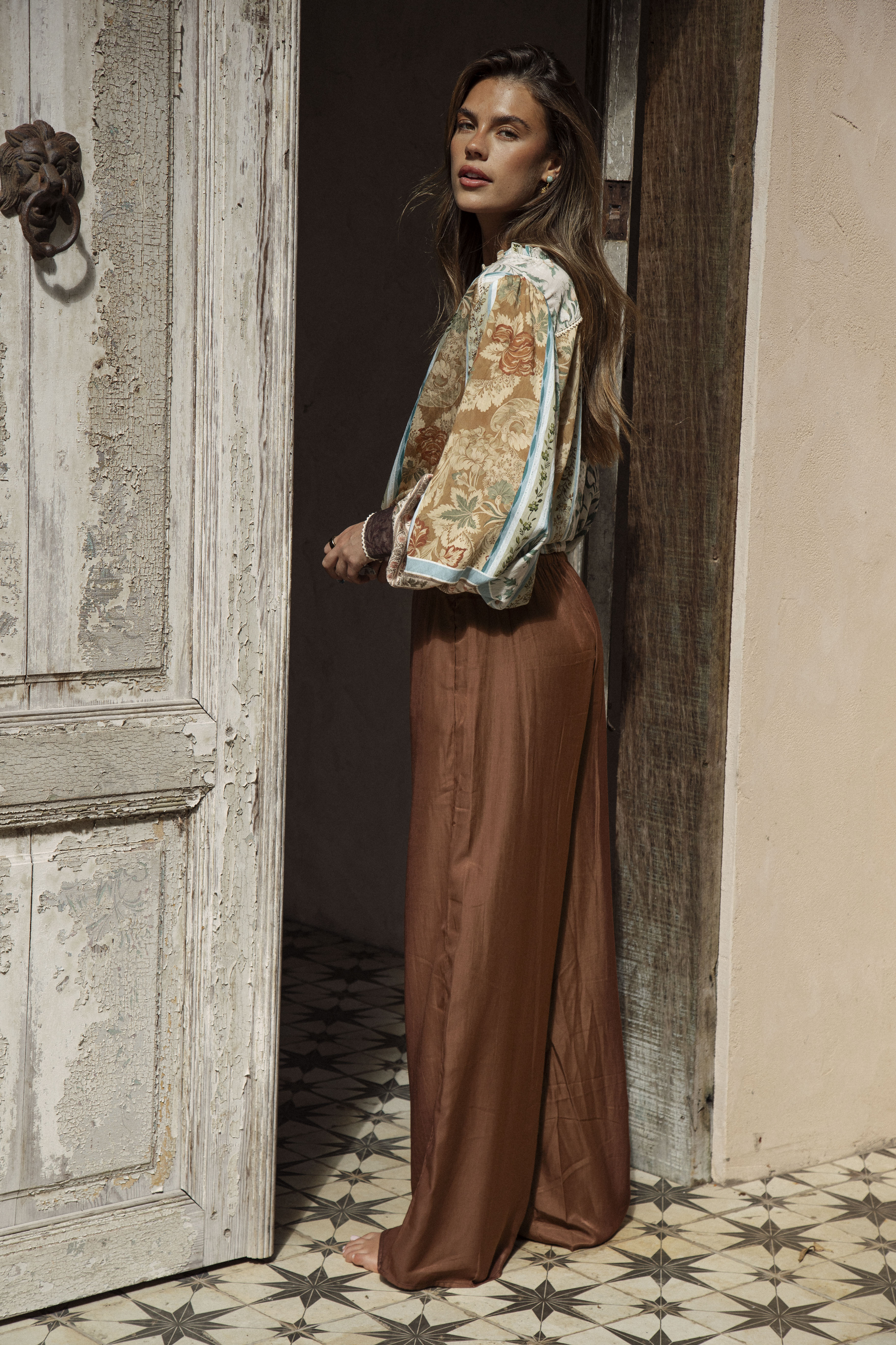 Tuscan Riviera Pants Bronze - side view showcasing rust colourway