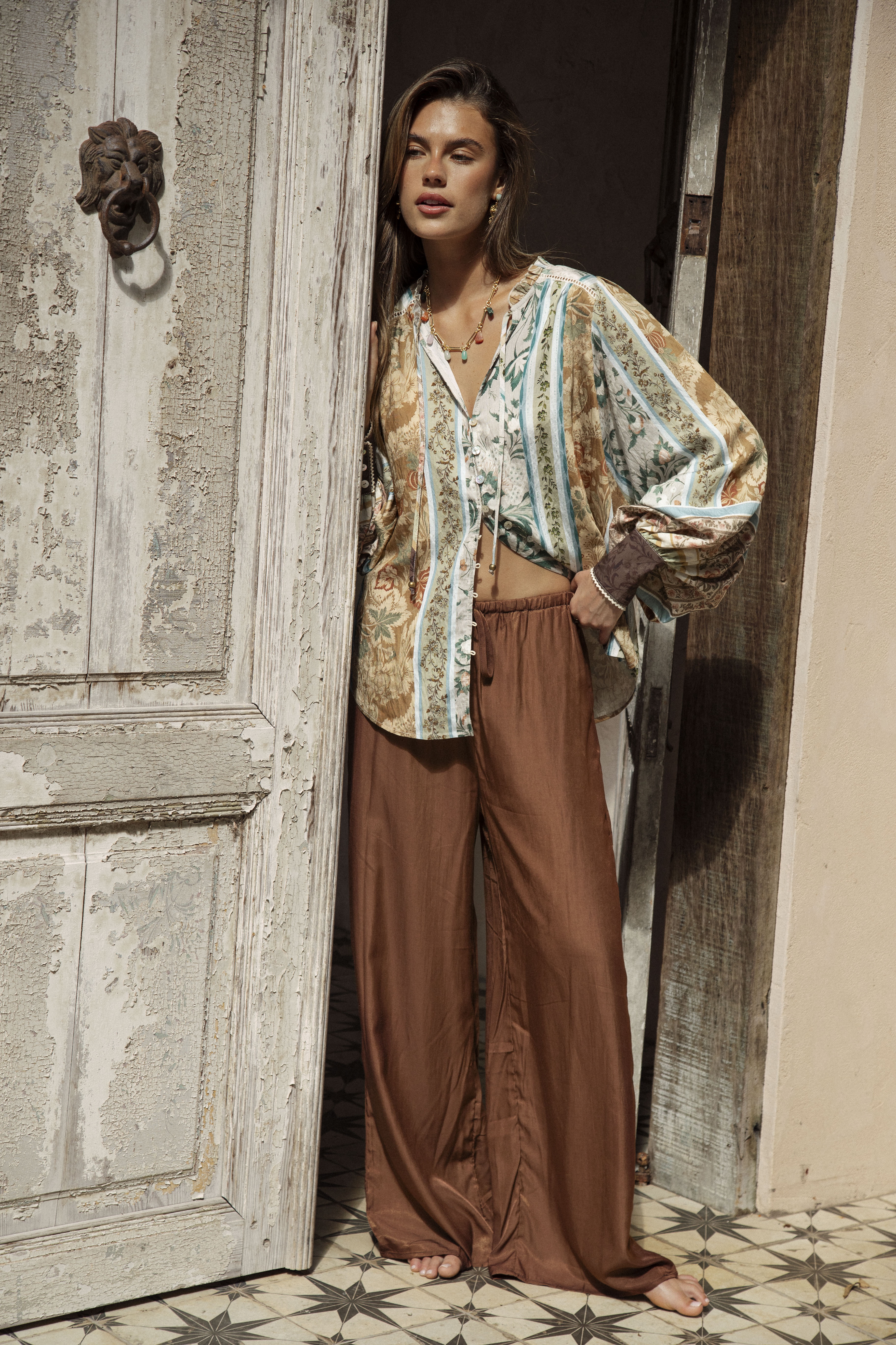 Tuscan Riviera Pants Bronze - wide leg pant with relaxed style