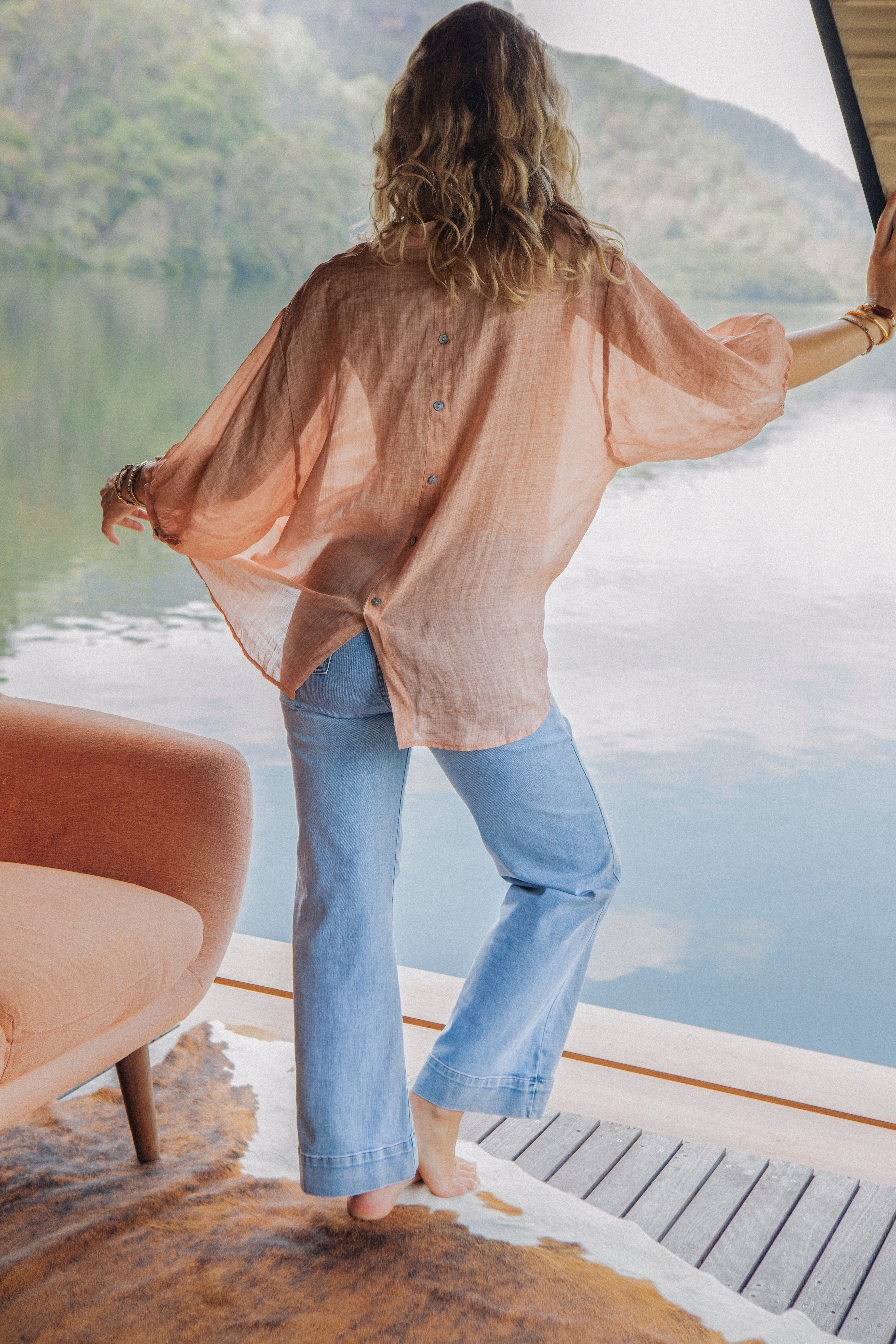 Under The Palm Shirt - Shell rear view showcasing sheer fabric