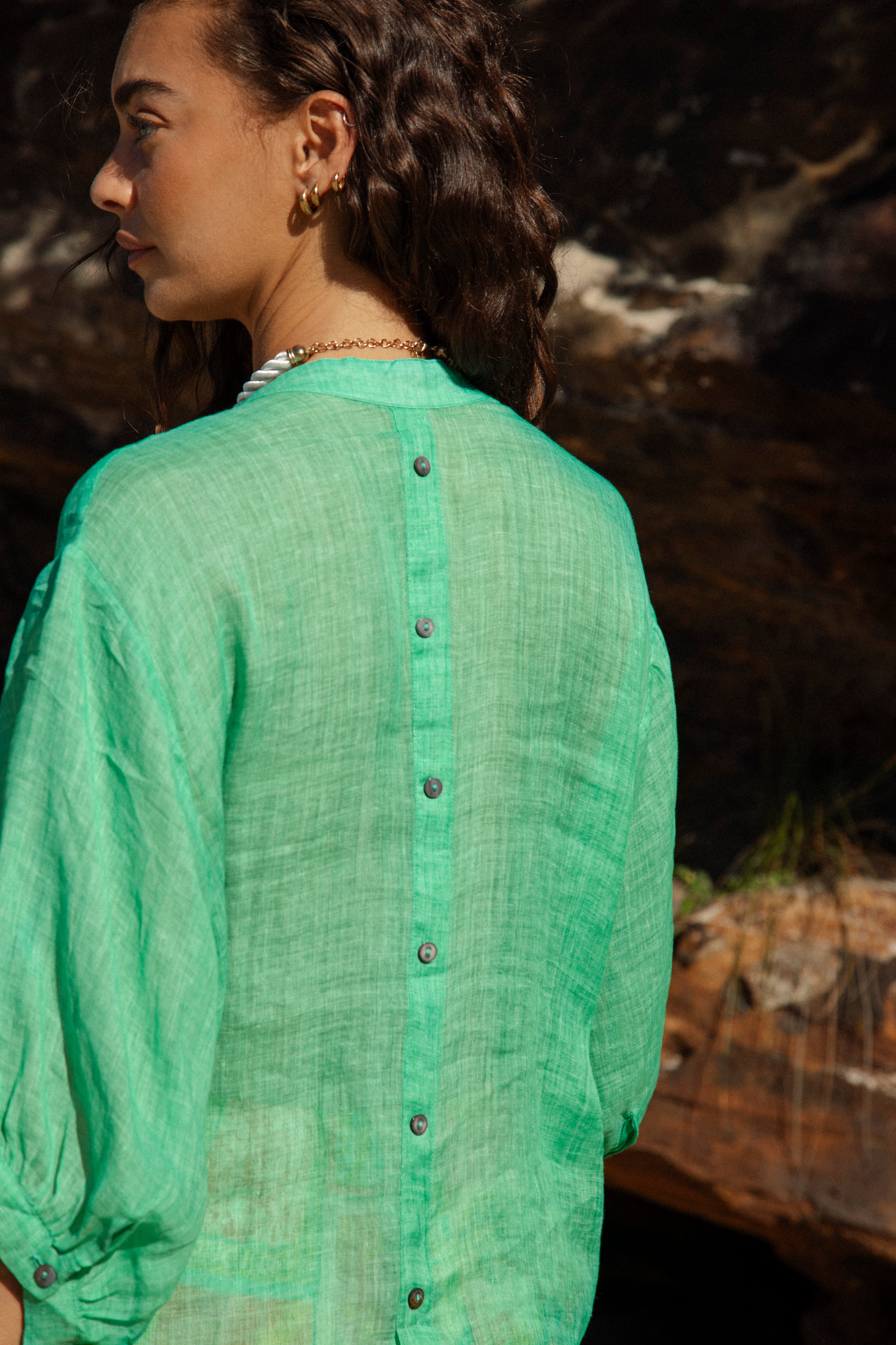 Under The Palm Shirt Seafoam rear view
