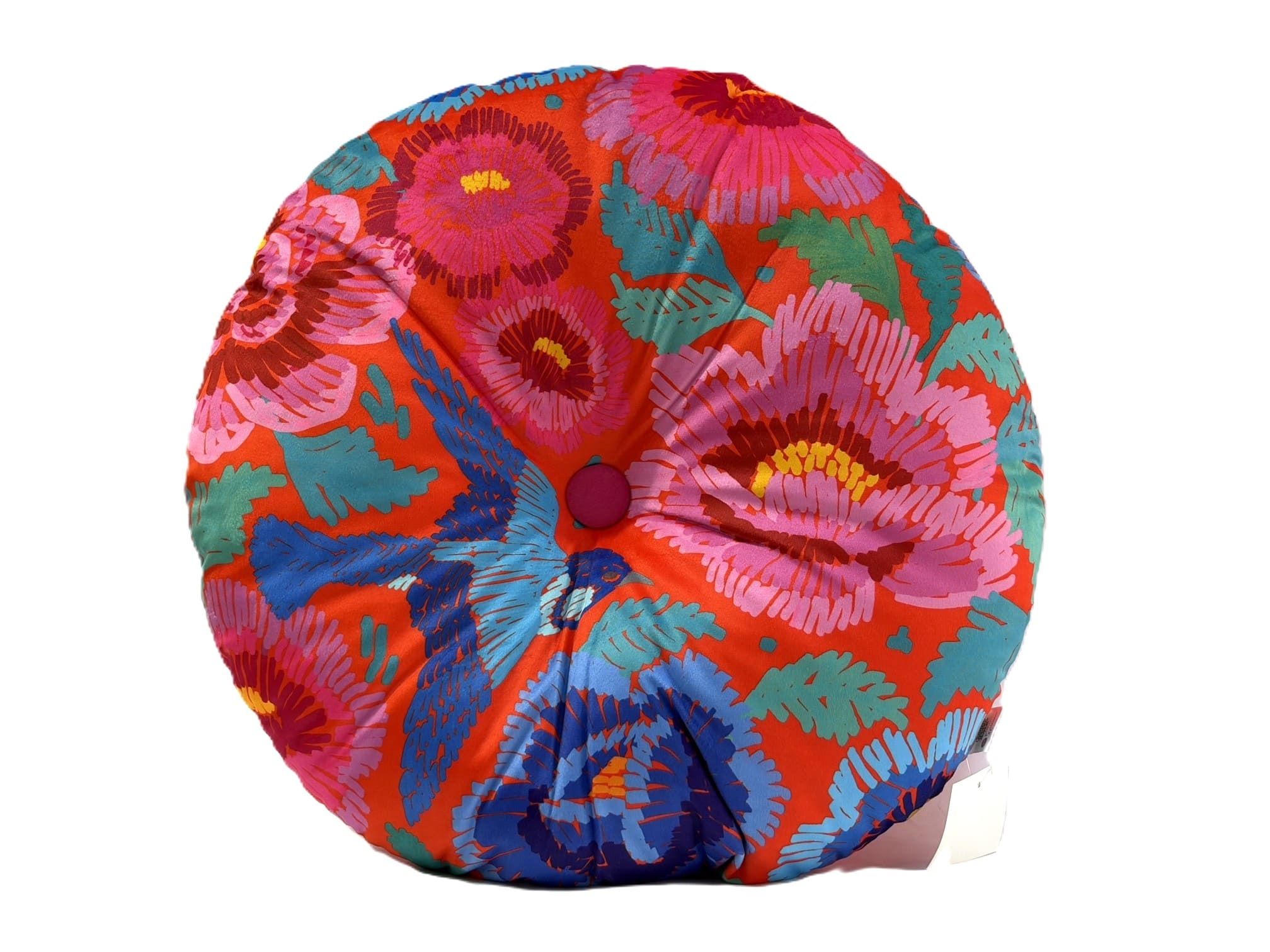 Velvet Cushion Round - Birds and Roses