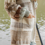 Vanilla Stripe Cardigan - close up view of textured knit