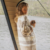 Vanilla Stripe Cardigan - side and rear view.