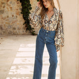 Victoria Vintage Jean - high waisted mid blue denim jean with statement pockets at front