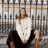 Vintage Romance Knit Cream worn with Drifter Boots by Bella Boheme