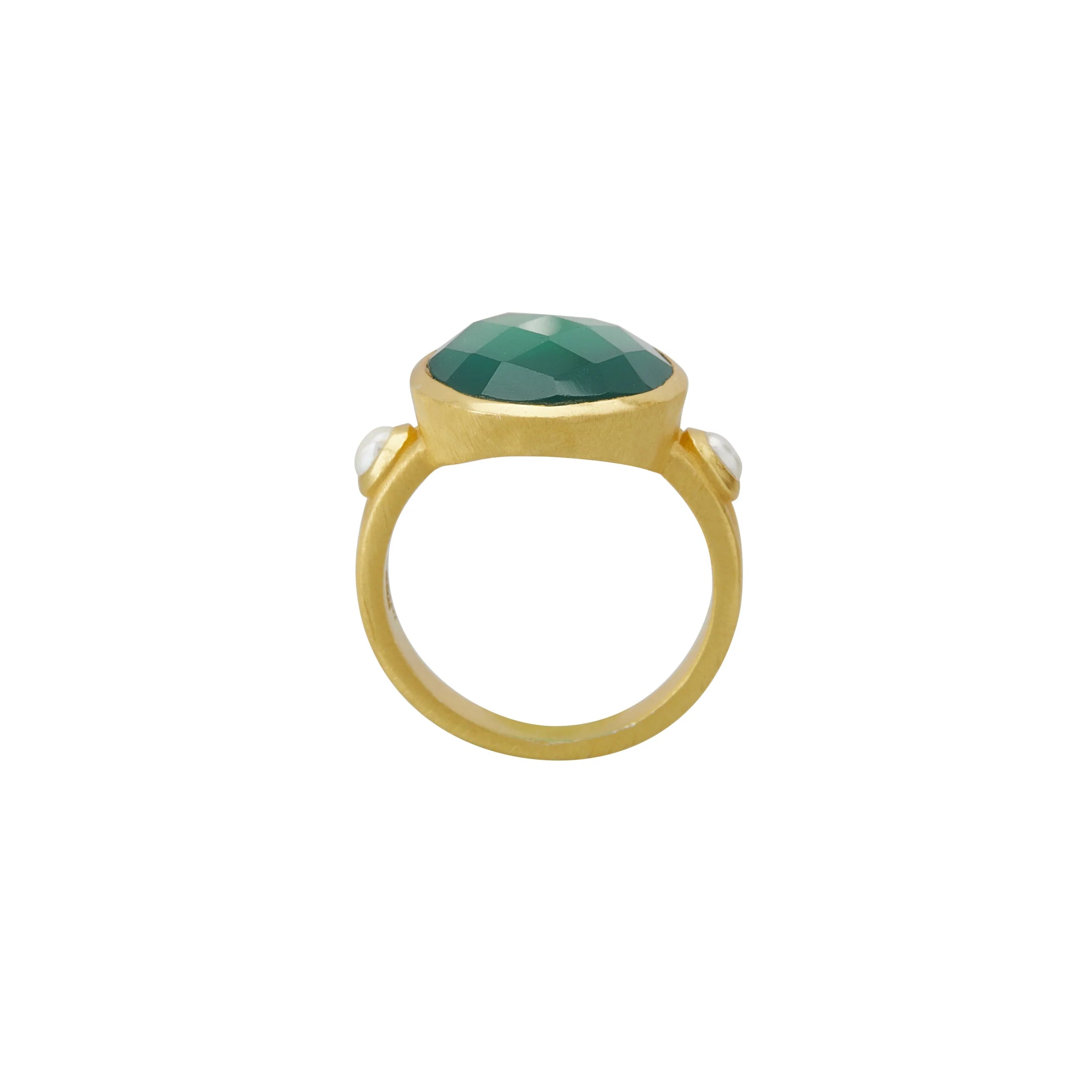 Wandering Soul Green Onyx & Pearl Ring