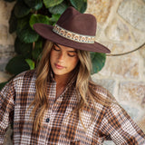 Wanderer Panama Hat in brown colourway with patterned band