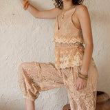 Whimsy Camisole Nude Lace - side view showcasing frill detail