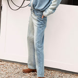 Wild One Two Tone Jean. Side view showcasing two different shades of denim.