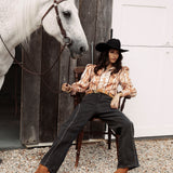 Wild Soul Studded Jean - black denim, relaxed wide leg style.