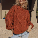 Chunky cable knit sweater in 100% acrylic - Wildwood Knit Ember